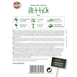 Sale Sperli Rettich Rex 5 m Saatband