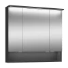 Sale Spiegelschrank Amy, 80cm, schwarz matt, 3 Türen, 1 offenes Fach, LED-Kranz u. Unterbeleuchtung