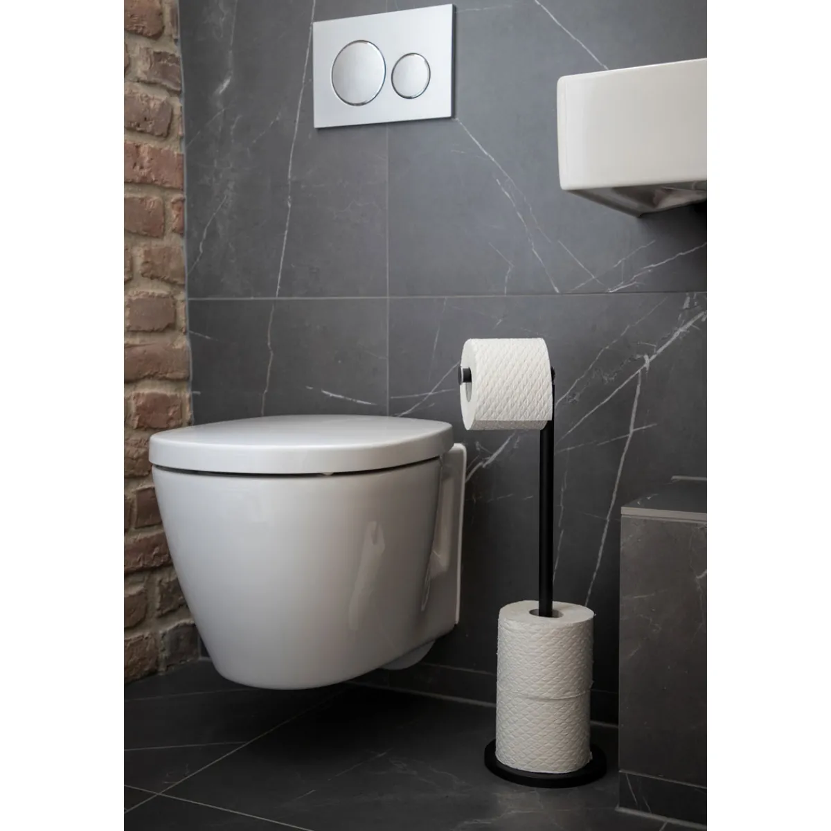 Wenko Stand Toilettenpapierh 2in1 schwarzmatt