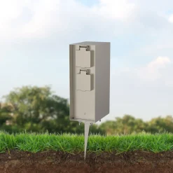 Clearance Steckdosensäule ORIO 4fach IP44 Eisen-gebürstet