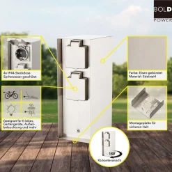 Clearance Steckdosensäule ORIO 4fach IP44 Eisen-gebürstet