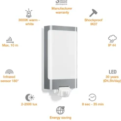 New Steinel LED-Sensor-Außenleuchten L 240 S Edelstahl