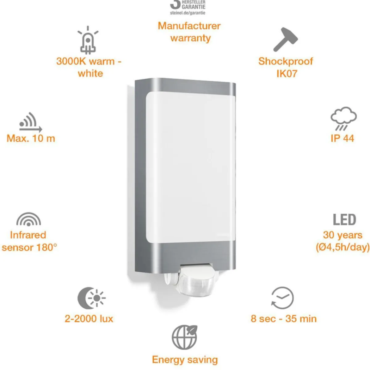 New Steinel LED-Sensor-Außenleuchten L 240 S Edelstahl