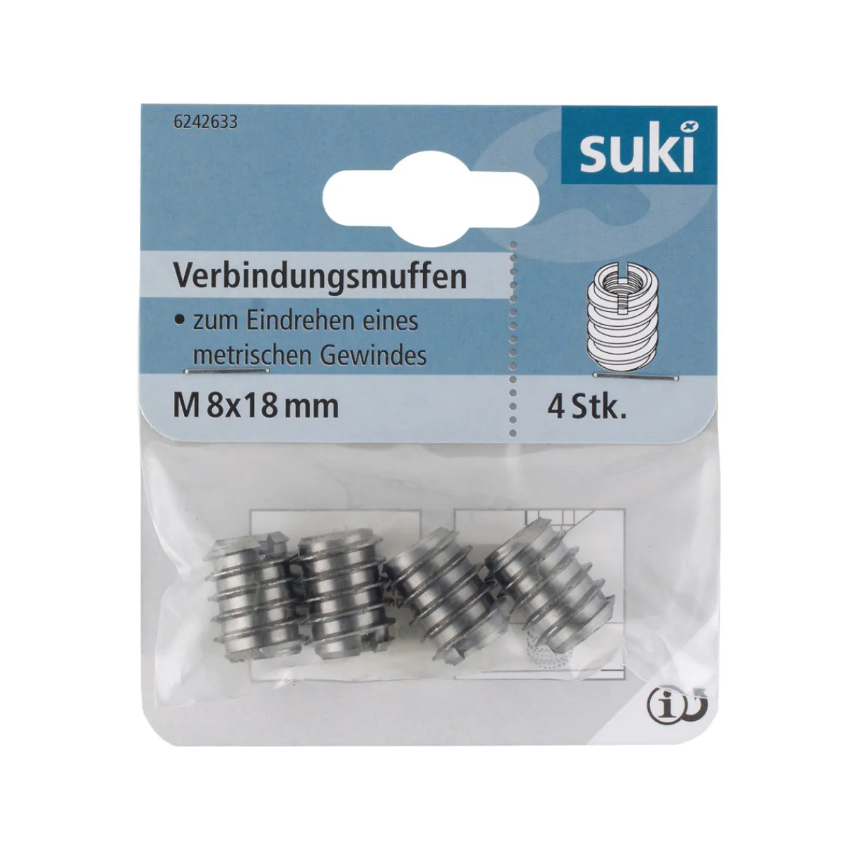 Outlet Suki Einschlagmutter blank M8 4 Stück