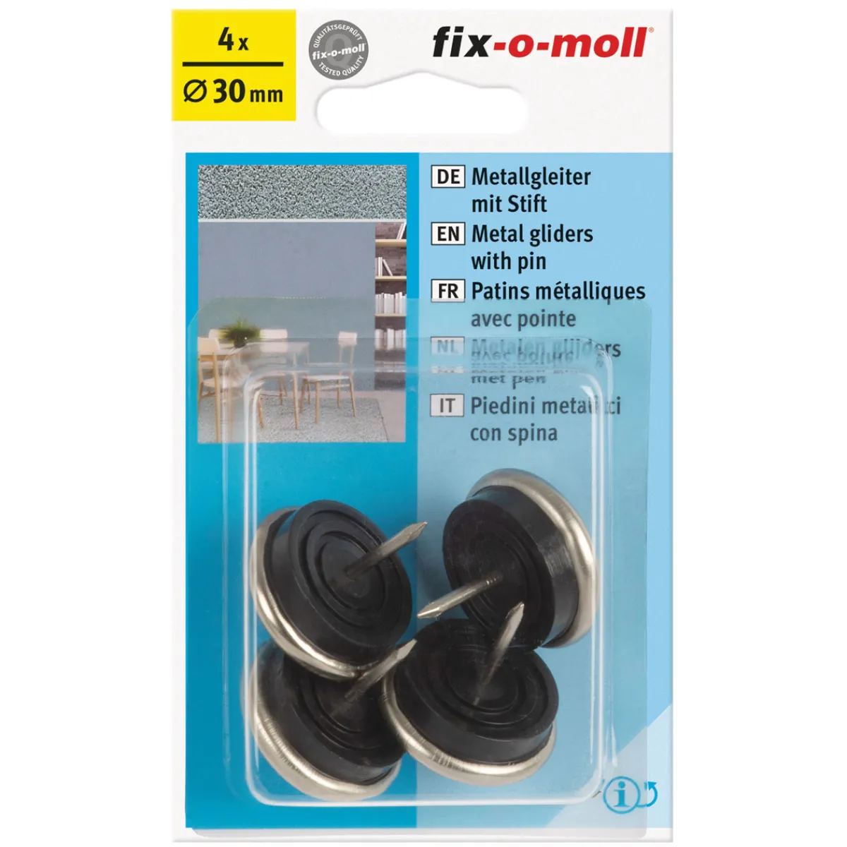 New Suki Metallgleiter mit Stift Durchmesser 30 mm 4 Stück