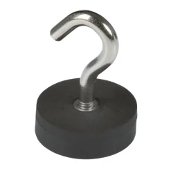 Suki Topfmagnet Neodym mit Schraubhaken M5 Ø 28 x 38 mm, gummiert, silber-schwarz
