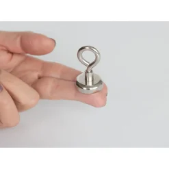 Outlet Suki Topfmagnet Neodym mit Öse Ø 25 x 42 mm, Gewindebuchse M5, silber