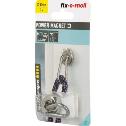 Clearance Suki Topfmagnet Neodym Ø 25 mm, mit Karabiner 40 x 20 mm, silber
