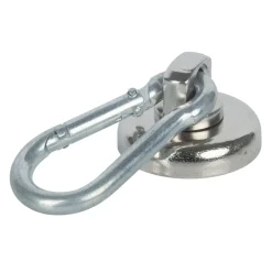 Clearance Suki Topfmagnet Neodym Ø 25 mm, mit Karabiner 40 x 20 mm, silber