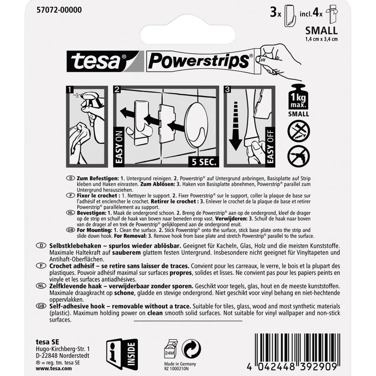 Hot Tesa Haken Powerstrips Small Rechteckig weiß