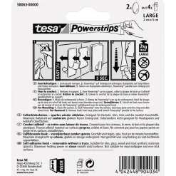 Outlet Tesa Haken Powertstripe Large Oval mattchrom 2 Haken und 4 Strips