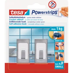 Online Tesa Haken Powertstripe Small Metallic Rechteck 2 Haken und 4 Strips