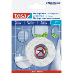 Clearance Tesa Montageband für Fliesen 1,5 m x 19 mm feuchtraumbeständig