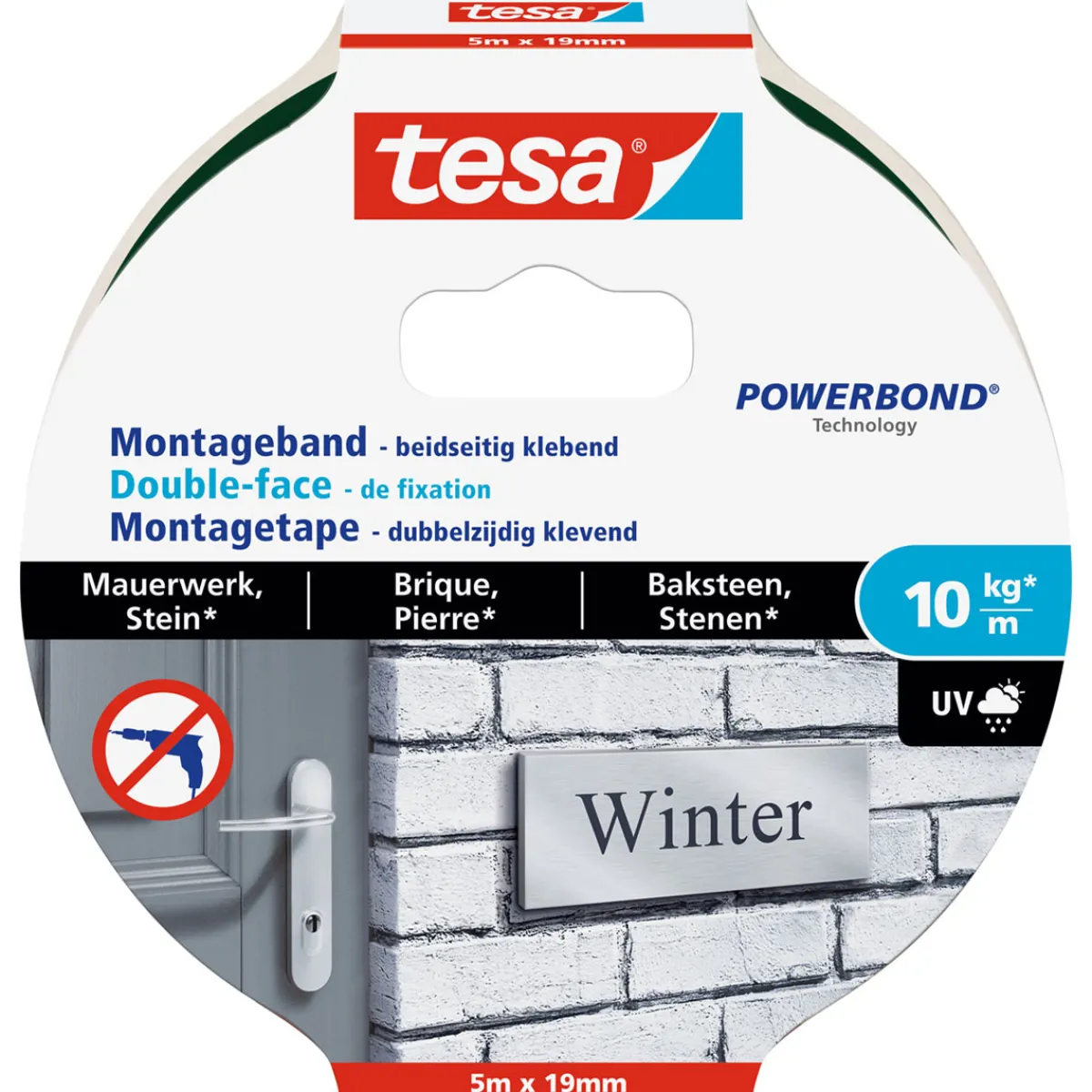 Discount Tesa Montageband für Mauerwerk 5 m x 19 mm Traglast 10 kg