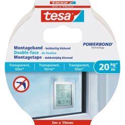 New Tesa Montageband transparent Glas 5 m x 19 mm Traglast 20 kg