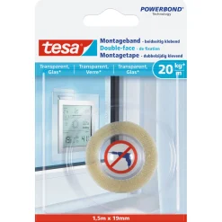 Online Tesa Montageband transparent Glas 1,5 m x 19 mm Traglast 20 kg