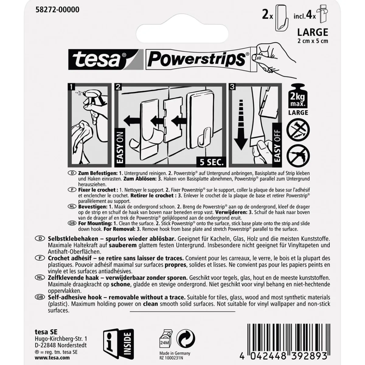 Hot Tesa Powerstrips Haken Large rechteckig weiß