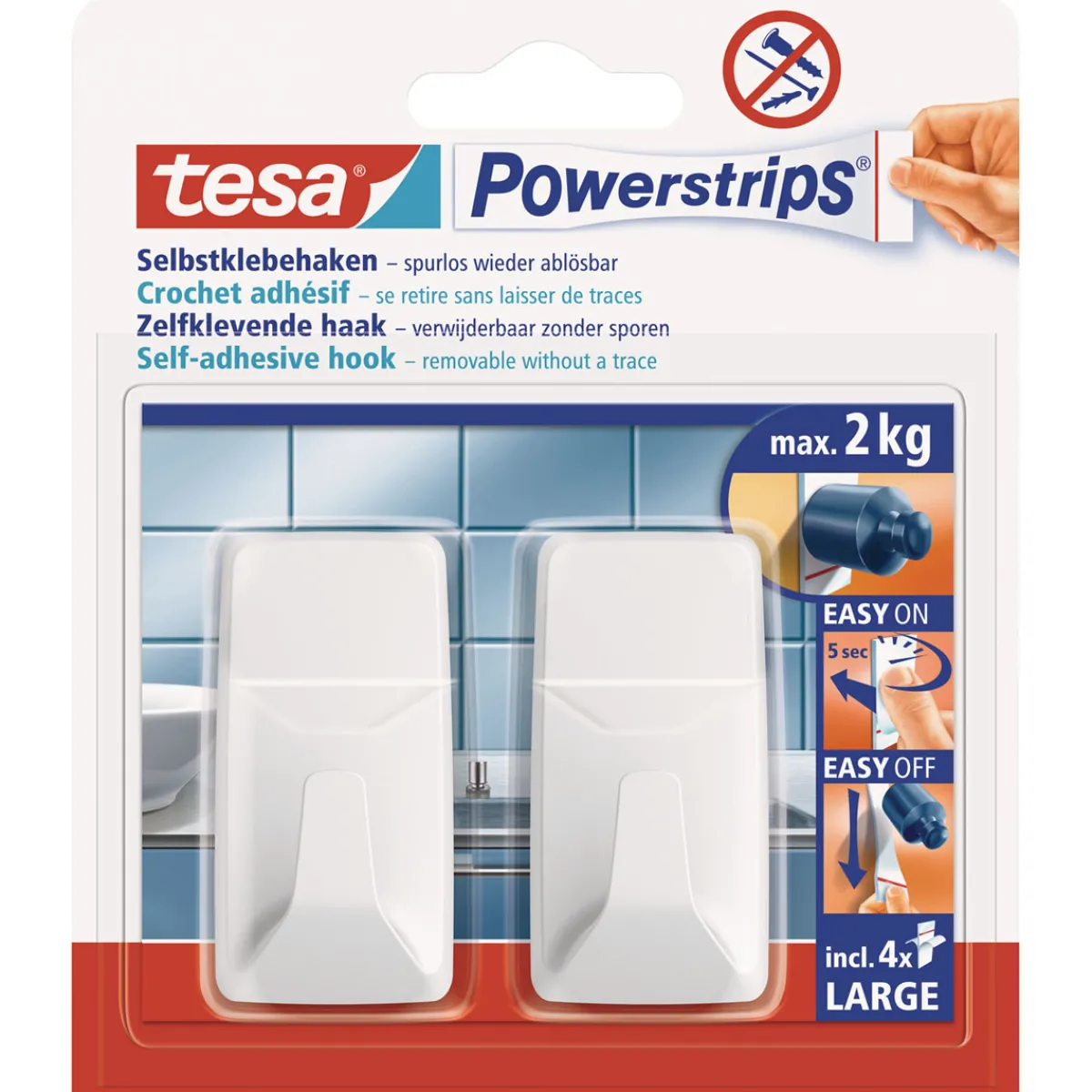 Hot Tesa Powerstrips Haken Large rechteckig weiß