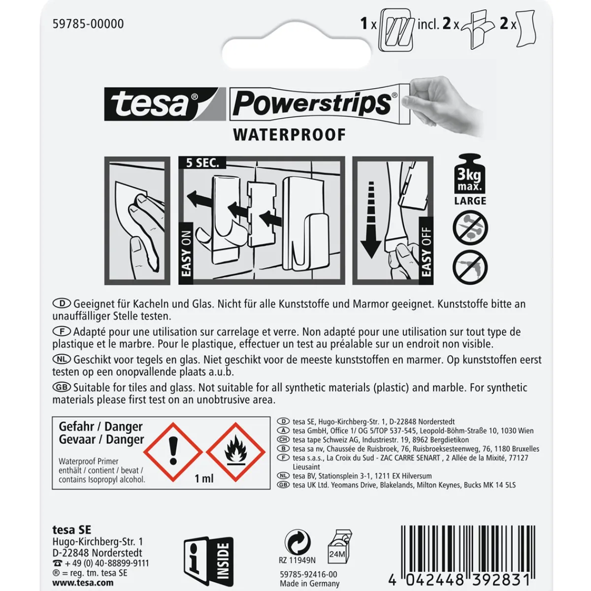 Clearance Tesa Powerstrips Waterproof Duo Haken Metall und Plastik