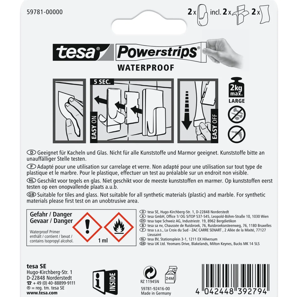 Best Tesa Powerstrips Waterproof Haken Large Plastik weiss