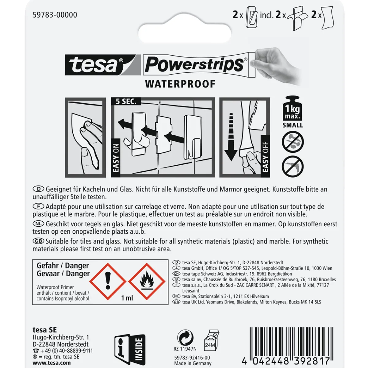 Outlet Tesa Powerstrips Waterproof Haken Small Metall und Plastik