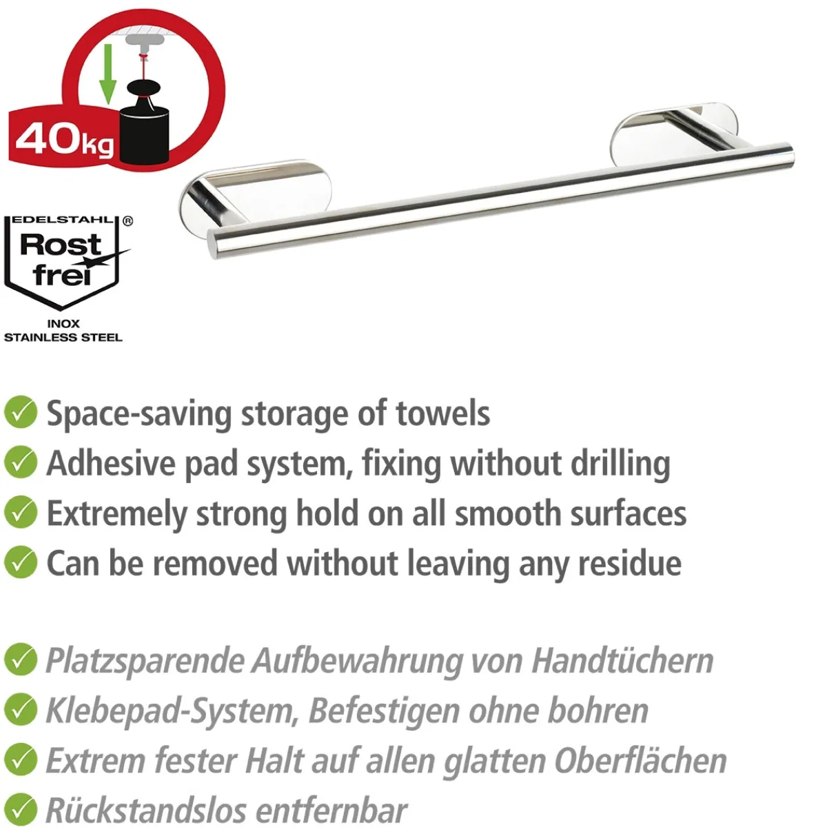 Best Wenko Turbo-Loc Badetuchst ange 40 cm OreaShine