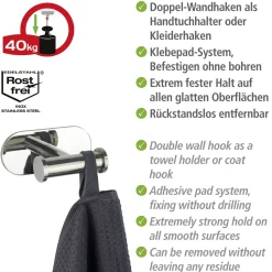 Wenko Turbo-Loc Wandhaken Duo Orea Shine Edels