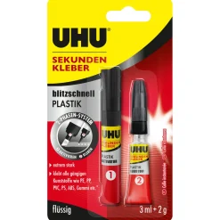 Hot UHU Sekundenkleber Plastik 2 g und 3 ml