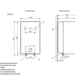 Clearance Vaillant Untertischgeraet 5l eloSTORplus VEN 5/7U