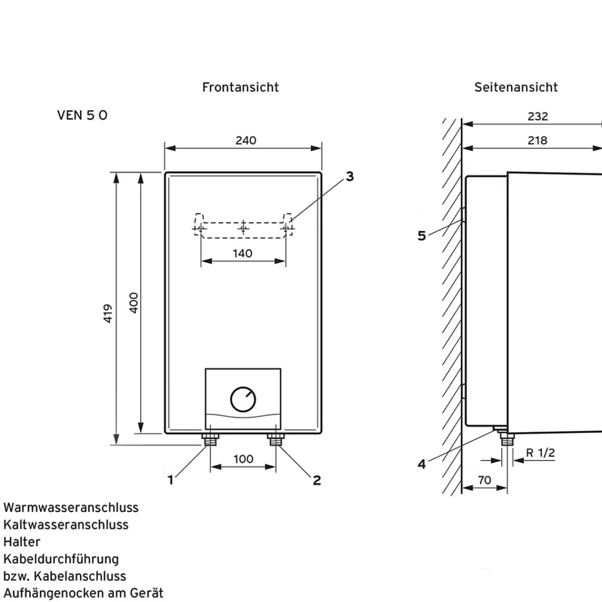 Clearance Vaillant Untertischgeraet 5l eloSTORplus VEN 5/7U