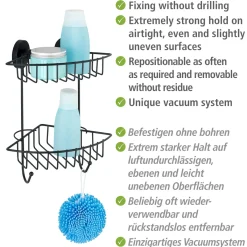 Discount Wenko Vacuum-Loc Eckregal 2 Eta. Bari schwarz