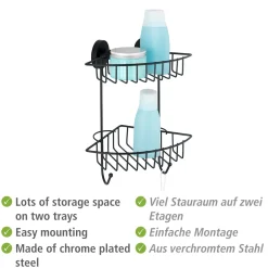 Discount Wenko Vacuum-Loc Eckregal 2 Eta. Bari schwarz