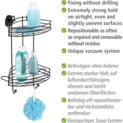 New Wenko Vacuum-Loc Eckregal 2 Etagen schwarz