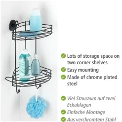 New Wenko Vacuum-Loc Eckregal 2 Etagen schwarz