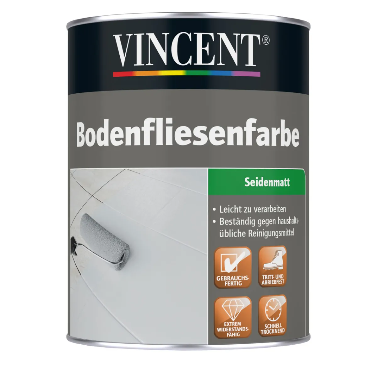 Hot Vincent Bodenfliesenfarbe RAL 9016 matt 2,5 L