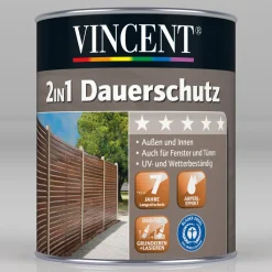 Vincent 2in1 Dauerschutz-Lasur Grau L