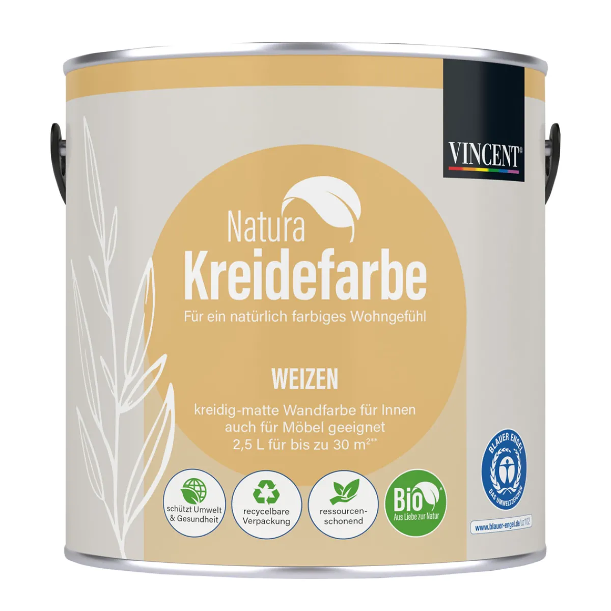 Best Vincent Natura Kreidefarbe Weizen matt 2,5 L