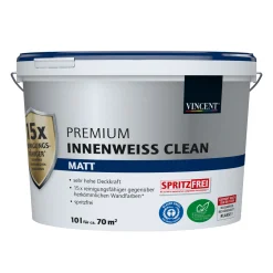 Clearance Vincent Wand- und Deckenfarbe Premium Innenweiss Clean matt 10 L