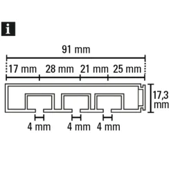 Outlet Gardinia Vorhangschiene GE 3 120cm weiß