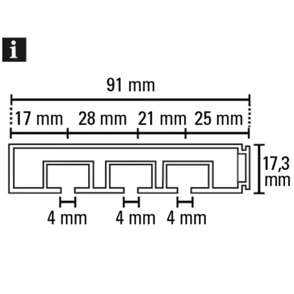Outlet Gardinia Vorhangschiene GE 3 120cm weiß
