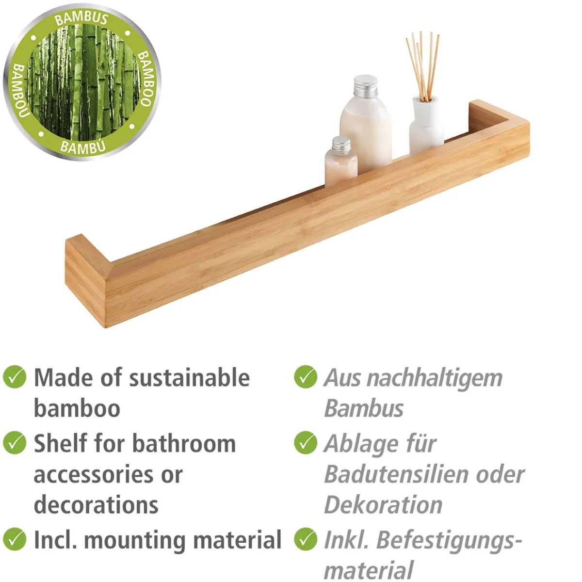 Hot Wenko Wandablage 60 cm Bambusa