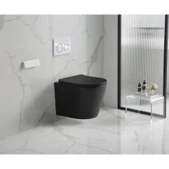 New sanicomfort Wand-WC-Set Nakia mattschwarz spuelrand-los inkl. Deckel m. Absenkautomatik