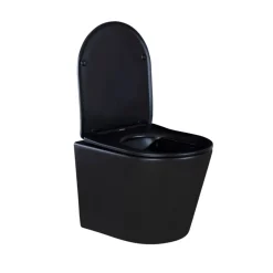 New sanicomfort Wand-WC-Set Nakia mattschwarz spuelrand-los inkl. Deckel m. Absenkautomatik