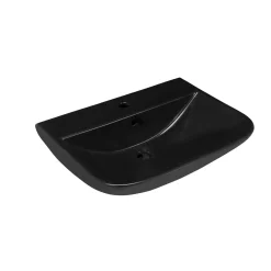 Clearance sanicomfort Waschtisch Rivo,Breite 60cm,Tiefe 45cm,matt schwarz, mit Überlauf u. Hahnloch