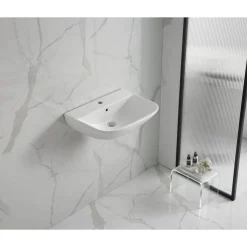 Best sanicomfort Waschtisch Rivo, Breite 60cm,Tiefe 45cm,matt weiss, mit Ueberlauf u. Hahnloch