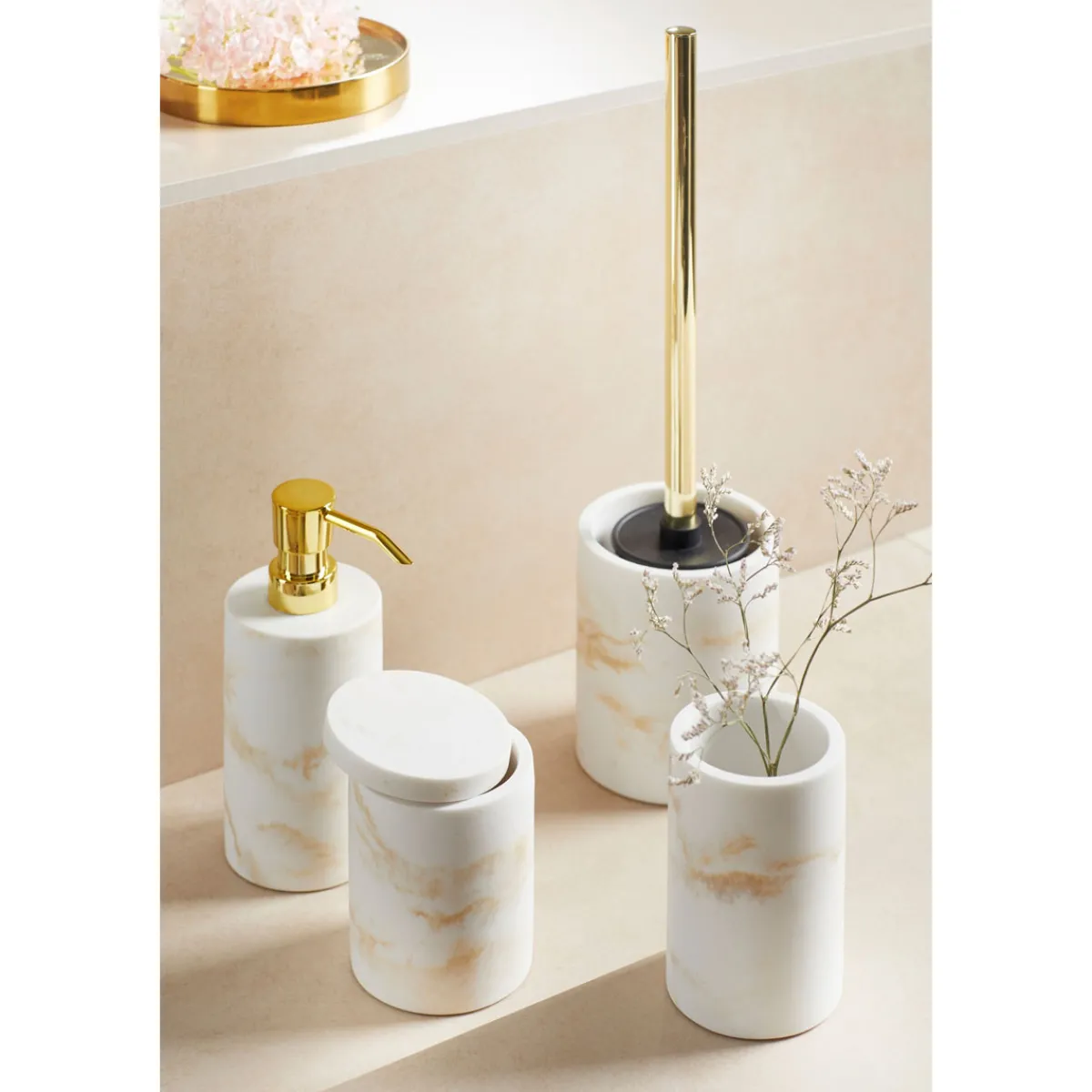 Wenko WC-Garnitur Mod. Odos, weiss/gold