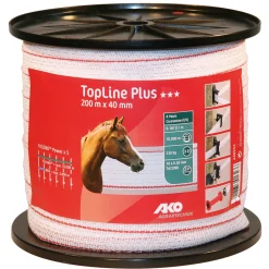 New Weidezaunband TopLine Plus 200 m 40 mm weiß-rot