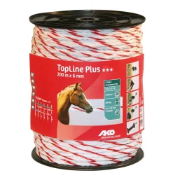 Best Weidezaunseil TopLine Plus 200 m Durchmesser 6 mm weiß-rot