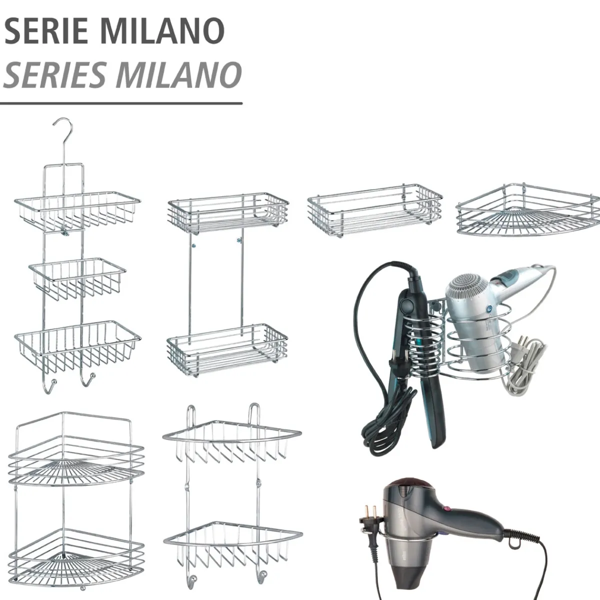 Wenko Eckwandablage Milano mit 2 Etagen chrom