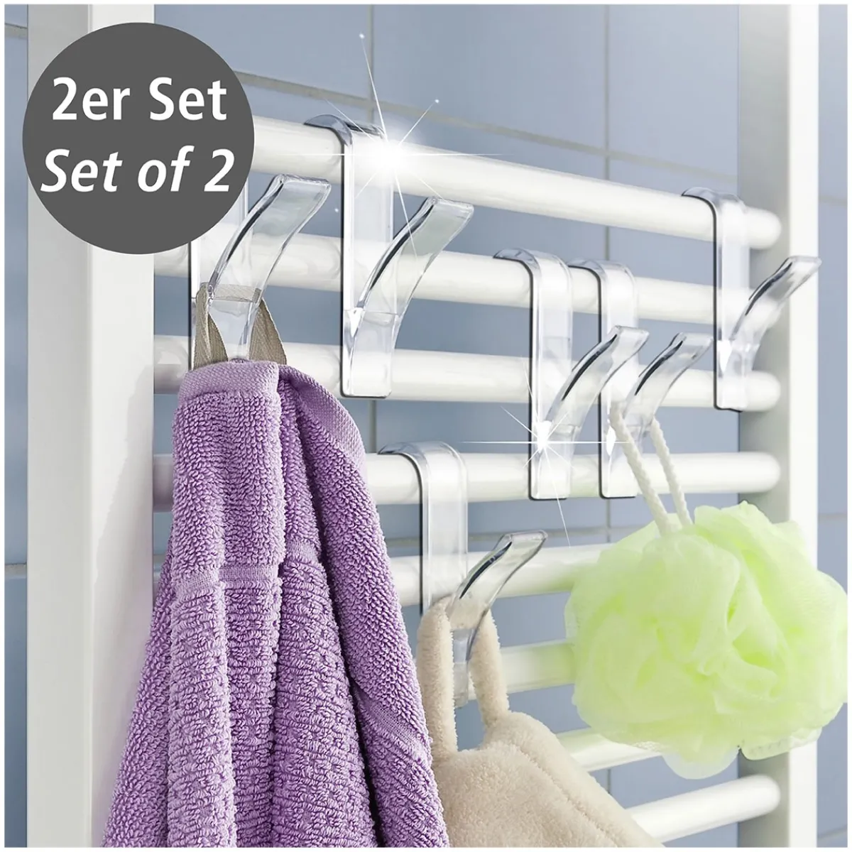 Sale Wenko Haken für Handtuchheizkörper transparent 2er Set